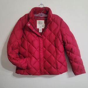 Eddie Bauer 700 fill goose down puffer zip snap MAROON/RED womens jacket size XL